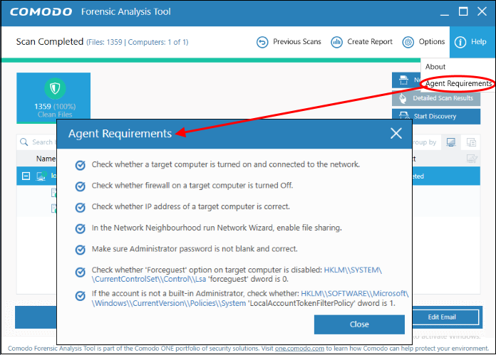 Comodo application agent не работает windows 10